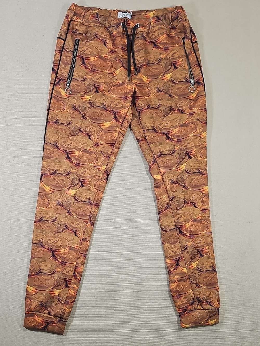 Topman Orange Coin-Pattern Joggers Size Small